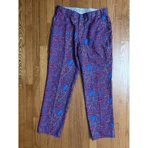 Hreski Purple Blue Abstract Stretch Men's Golf Chino Pants Size 32x30- EUC